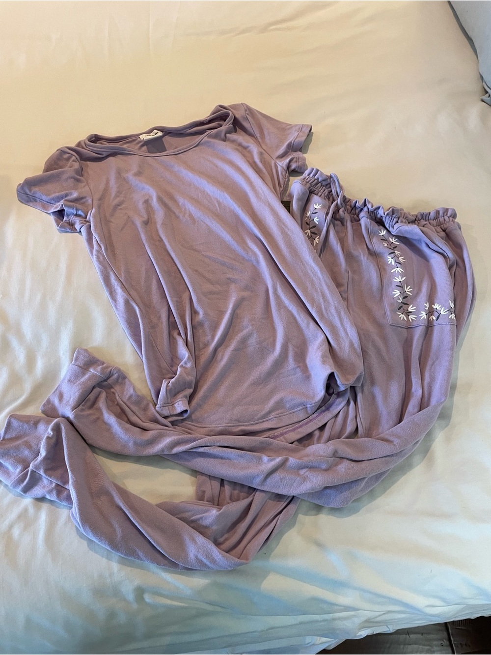 Catherine Malandrino Lilac Short-Sleeve pajama Knit Top and pants
